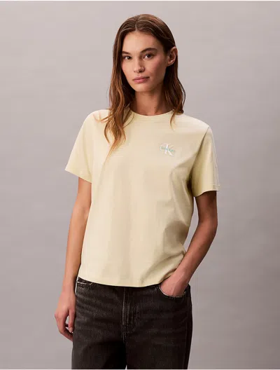 Calvin Klein Jeans Est.1978 Calvin Klein Women's Classic Contrast Monogram Logo T-shirt In Yellow