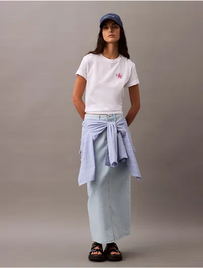 Calvin Klein Jeans Est.1978 Calvin Klein Women's Classic Contrast Monogram Logo T-shirt In White