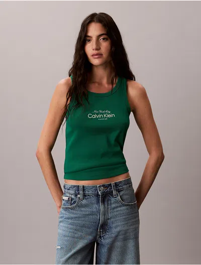 Calvin Klein Jeans Est.1978 Calvin Klein Women's Classic Nyc Logo Tank Top In Green