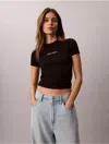 Calvin Klein Jeans Est.1978 Calvin Klein Women's Contour Rib Logo Cropped Tee In Black