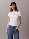 Calvin Klein Jeans Est.1978 Calvin Klein Women's Contour Rib Logo Cropped Tee In Bright White