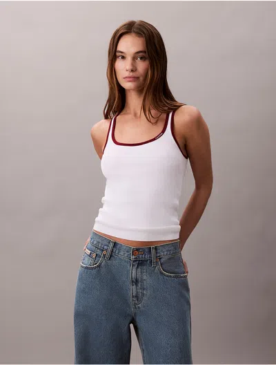 Calvin Klein Jeans Est.1978 Calvin Klein Women's Contrast Trim Ribbed Tank Top In White