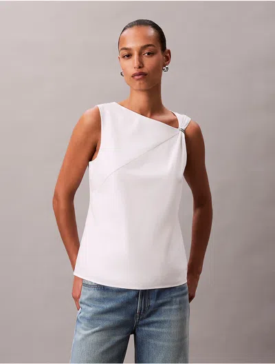 Calvin Klein Jeans Est.1978 Calvin Klein Women's Cotton Asymmetric Drape Sleeveless Top In White