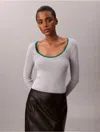 Calvin Klein Jeans Est.1978 Ribbed Trim Top In Gray