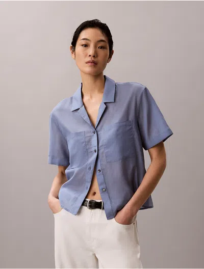 Calvin Klein Jeans Est.1978 Calvin Klein Women's Cotton Blend Relaxed Button-down Shirt In Blue