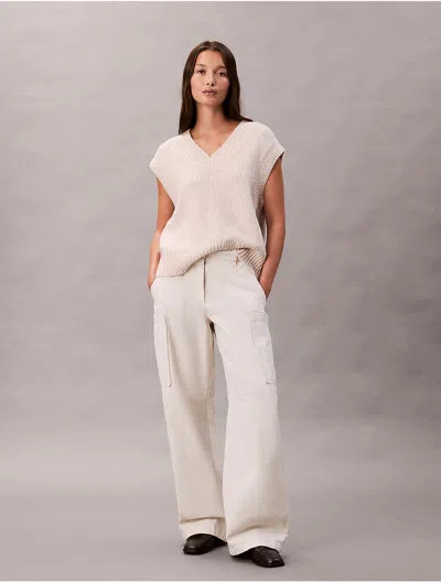 Calvin Klein Jeans Est.1978 Calvin Klein Women's Cotton Canvas High Rise Pants In Neutral