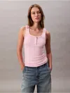 Calvin Klein Jeans Est.1978 Calvin Klein Women's Cotton Contour Rib Henley Tank Top In Pink