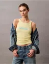 Calvin Klein Jeans Est.1978 Calvin Klein Women's Cotton Contour Rib Logo Graphic Tank In Green