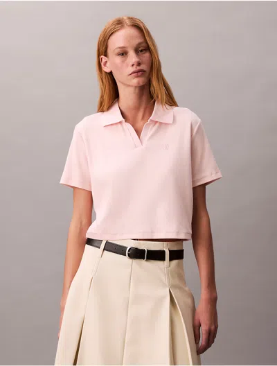 Calvin Klein Jeans Est.1978 Calvin Klein Women's Cotton Contour Rib Polo Tee In Pink