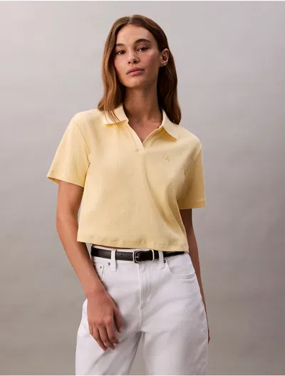 Calvin Klein Jeans Est.1978 Calvin Klein Women's Cotton Contour Rib Polo Tee In Yellow