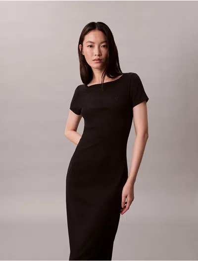 Calvin Klein Jeans Est.1978 Calvin Klein Women's Cotton Contour Rib Short Sleeve Dress In Black
