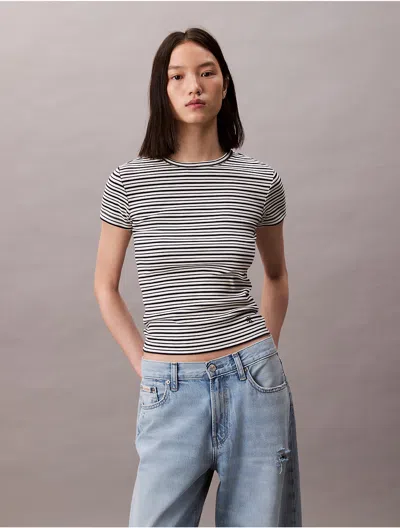 Calvin Klein Jeans Est.1978 Calvin Klein Women's Cotton Contour Rib Stripe T-shirt In Black