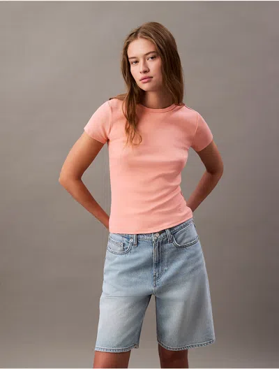 CALVIN KLEIN JEANS EST.1978 CALVIN KLEIN WOMEN'S COTTON CONTOUR RIB T-SHIRT