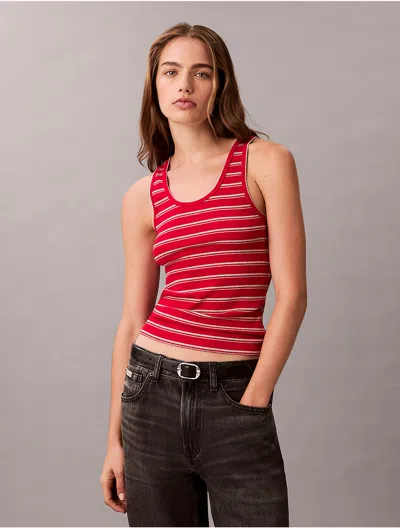 Calvin Klein Jeans Est.1978 Calvin Klein Women's Cotton Contour Rib Tank In Red