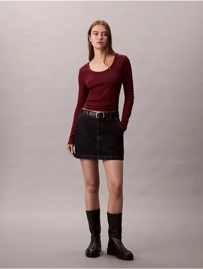 Calvin Klein Jeans Est.1978 Calvin Klein Women's Cotton Contour Rib U-neck Tee In Purple