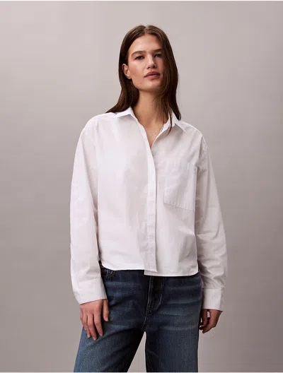 Calvin Klein Jeans Est.1978 Calvin Klein Women's Cotton Poplin Boxy Button-down Shirt In White