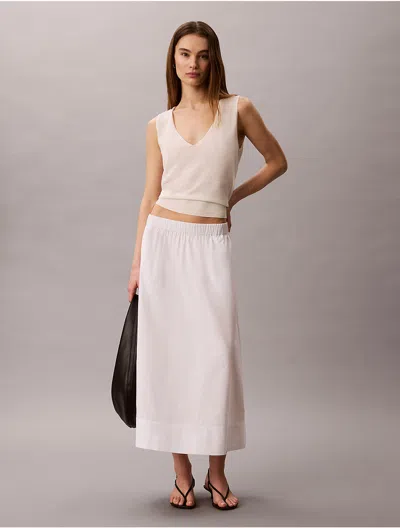 Calvin Klein Jeans Est.1978 Calvin Klein Women's Cotton Poplin Midi Skirt In Brilliant White