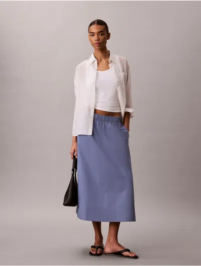 Calvin Klein Jeans Est.1978 Calvin Klein Women's Cotton Poplin Midi Skirt In Dusty Sailor Blue