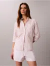 Calvin Klein Jeans Est.1978 Calvin Klein Women's Cotton Poplin Relaxed Button-down Shirt In Rose Dawn Accent Stripe