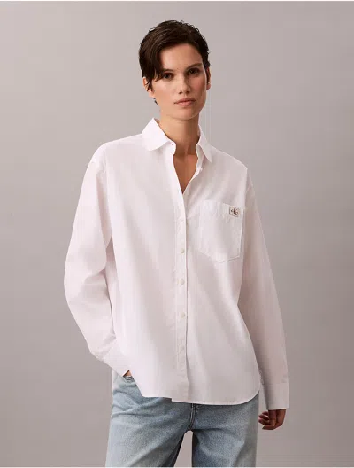 Calvin Klein Jeans Est.1978 Calvin Klein Women's Cotton Poplin Relaxed Button-down Shirt In White