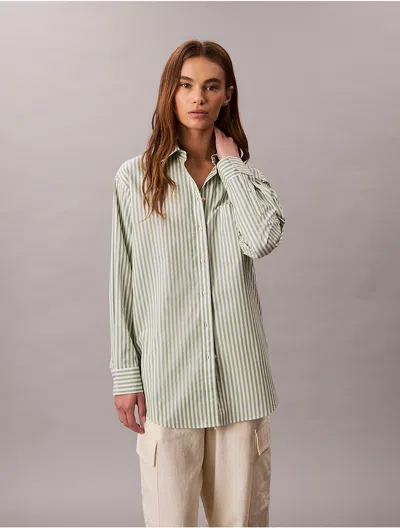 Calvin Klein Jeans Est.1978 Calvin Klein Women's Cotton Poplin Stripe Relaxed Button-down Shirt