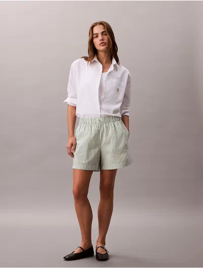 Calvin Klein Jeans Est.1978 Calvin Klein Women's Cotton Poplin Striped Boxer Shorts In White