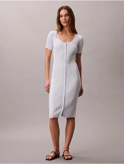 Calvin Klein Jeans Est.1978 Calvin Klein Women's Cotton Rib Button-down Dress In Blue