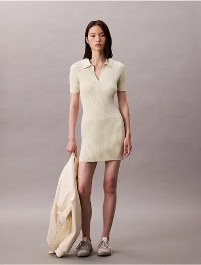 Calvin Klein Jeans Est.1978 Calvin Klein Women's Cotton Rib Polo Mini Dress In Green