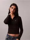 Calvin Klein Jeans Est.1978 Calvin Klein Women's Cotton Rib Slim Polo Shirt In Black