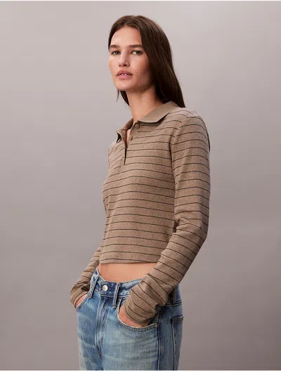 Calvin Klein Jeans Est.1978 Calvin Klein Women's Cotton Rib Slim Polo Shirt In Multi