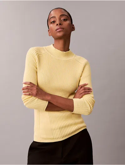 Calvin Klein Jeans Est.1978 Calvin Klein Women's Cotton Rib Slim Sweater In Yellow