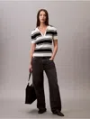 Calvin Klein Jeans Est.1978 Calvin Klein Women's Cotton Rib Stripe Polo Shirt