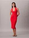 Calvin Klein Jeans Est.1978 Calvin Klein Women's Cotton Rib V-neck Polo Dress In Red