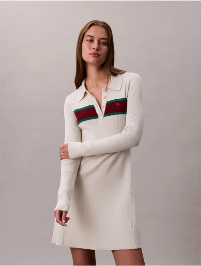 Calvin Klein Jeans Est.1978 Calvin Klein Women's Cotton Rib V-neck Polo Mini Dress In Gray