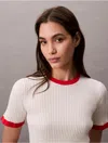 Calvin Klein Jeans Est.1978 Calvin Klein Women's Cotton Ribbed Slim T-shirt In White