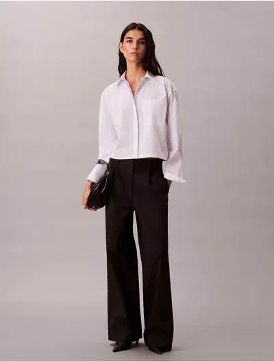 Calvin Klein Jeans Est.1978 Calvin Klein Women's Cotton Stretch Cropped Boxy Button-down Shirt