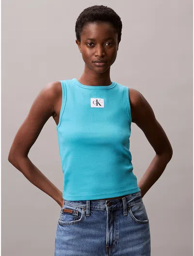 Calvin Klein Jeans Est.1978 Calvin Klein Women's Cotton Stretch Ribbed Tank Top In Blue