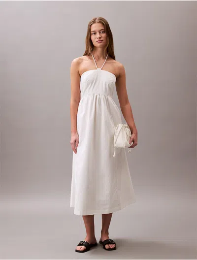 Calvin Klein Jeans Est.1978 Calvin Klein Women's Cotton Twill Halter Midi Dress In White