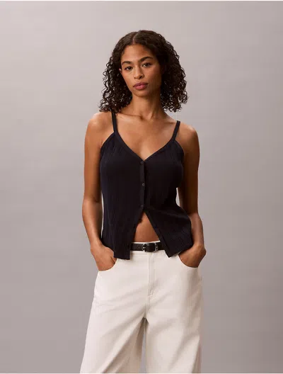 Calvin Klein Jeans Est.1978 Calvin Klein Women's Crochet Button-down Tank Top In Blue