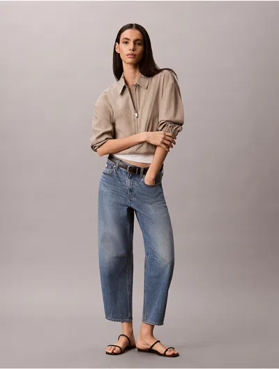 Calvin Klein Jeans Est.1978 Cropped Barrel Jeans In Gray