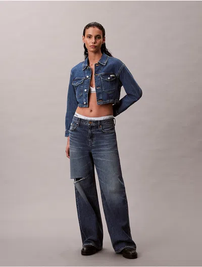 Calvin Klein Jeans Est.1978 Calvin Klein Women's Cropped Denim Trucker Jacket In Blue