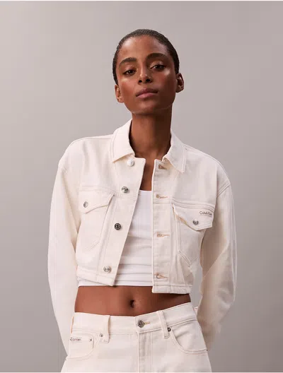 Calvin Klein Jeans Est.1978 Calvin Klein Women's Cropped Denim Trucker Jacket In Neutral