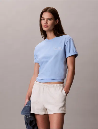 Calvin Klein Jeans Est.1978 Calvin Klein Women's Cursive Calvin Klein Graphic Boxy Tee In Blue