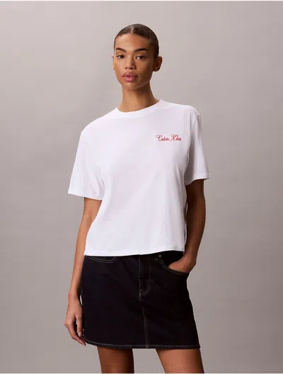 Calvin Klein Jeans Est.1978 Calvin Klein Women's Cursive Calvin Klein Graphic Boxy Tee In White