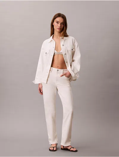 Calvin Klein Jeans Est.1978 Calvin Klein Women's Denim Cinched Belted Jacket In White