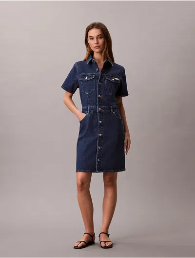 Calvin Klein Jeans Est.1978 Calvin Klein Women's Denim Mini Trucker Dress In Blue