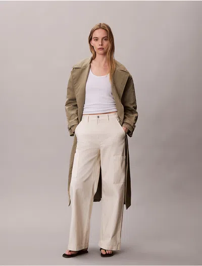 Calvin Klein Jeans Est.1978 Calvin Klein Women's Denim Relaxed Cargo Pants In Ecru