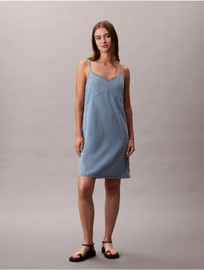 Calvin Klein Jeans Est.1978 Calvin Klein Women's Denim Strappy Mini Dress In Blue