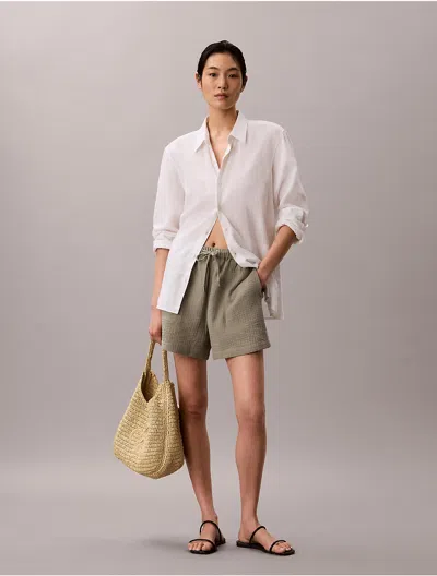 Calvin Klein Jeans Est.1978 Calvin Klein Women's Double Gauze Pull-on Shorts In Green