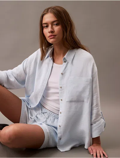 Calvin Klein Jeans Est.1978 Calvin Klein Women's Double Gauze Roll Tab Button-down Shirt